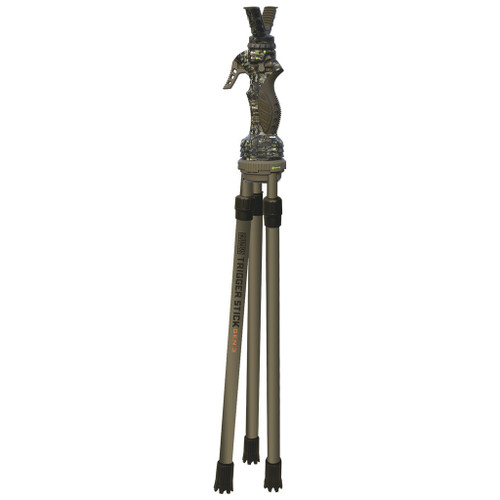 Primos Trigger Stick Gen 3 Dark Earth 18-38 In. Tripod, adjustable camouflage tripod for rifles and scopes.