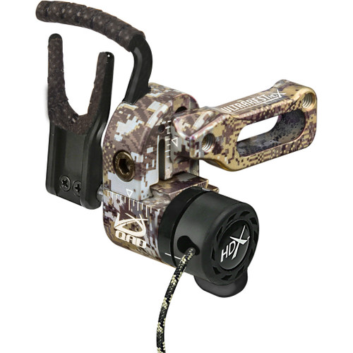 Qad Ultrarest Hdx Elevated Ii Rh, hunting bow stabilizer with a camouflage pattern, adjustable features, and vibration dampening components.