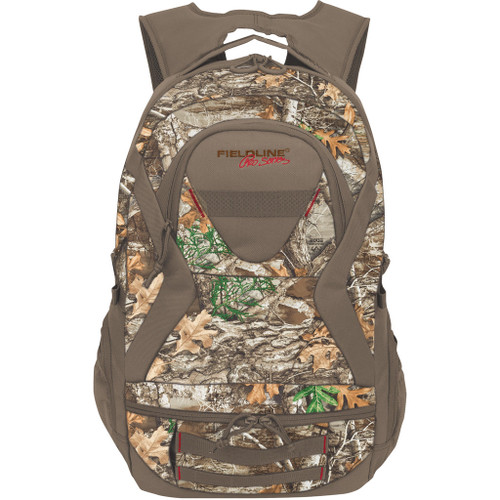 Fieldline Eagle Backpack Realtree Edge, camouflage hunting backpack with multiple compartments and padded shoulder straps.