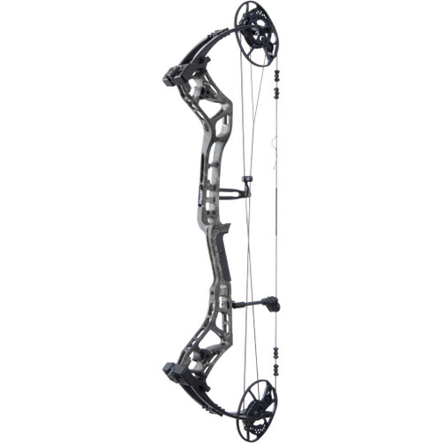 Bear Surpass Bow Strata/black 60 Lbs. RH, a high-performance compound bow with a black finish and lightweight construction suitable for experienced archers.
