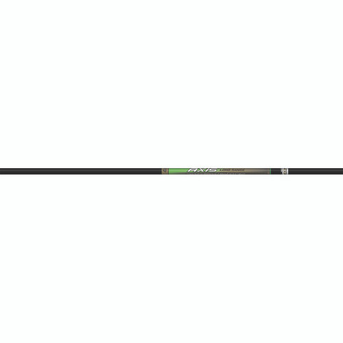 Easton 4mm Axis Long Range Shafts 300 1 Doz, a set of black carbon arrow shafts with green and silver accents.