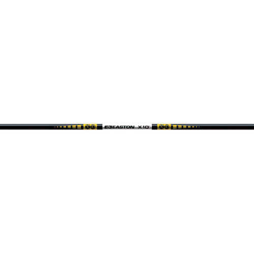 Easton X10 Shafts 700, a set of 12 golf club shafts with black and yellow design, aligned horizontally.