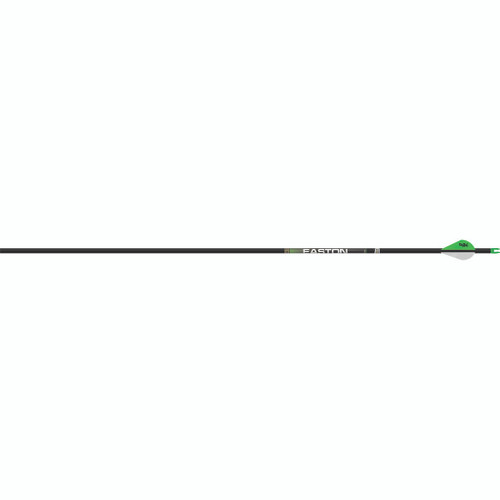 Easton 4mm Axis Long Range Arrows 340 Blazer Vanes 6 Pk, image of a single arrow with a green blazer vane attached.