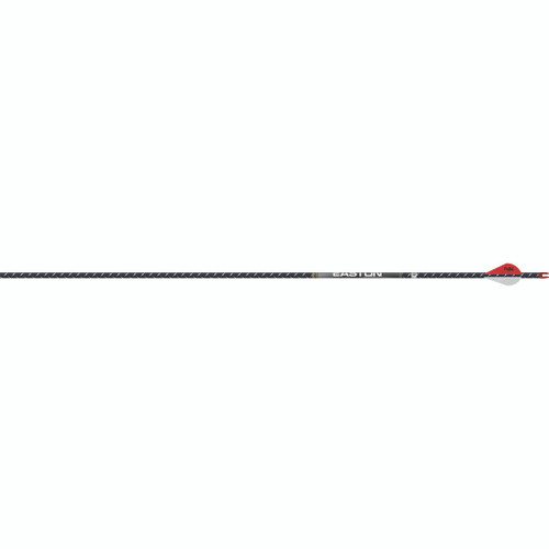 Easton 4mm Full Metal Jacket Arrows 400 Blazer Vanes 6 Pack, image of an arrow with a black shaft, red vanes, and a pointed tip.