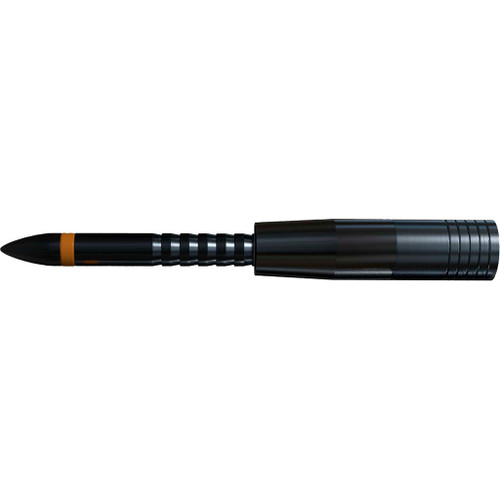 Easton 4mm Match Grade Half Outs #2 55 Gr. Aluminum 6 Pk, dark-colored arrow tip with orange band on a black shaft.