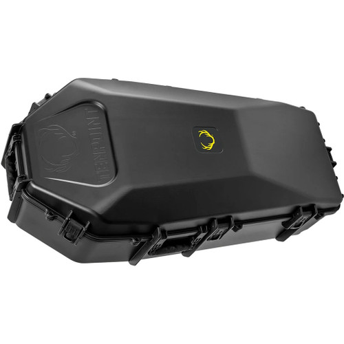 Tenpoint Hard Case, durable black hard protective case with secure latches and a yellow logo, designed for protecting hunting or sporting equipment.