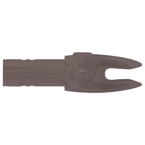 Easton 6mm H Nocks Smoke 12 Pk, a close-up image of a single smoked archery nock used for arrow fitting.