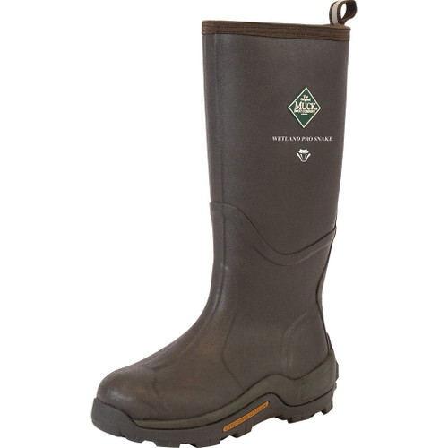 Muck Boots Muck Wetland Pro Snake Boot Brown 12, tall waterproof outdoor footwear for wet and snake-prone environments.