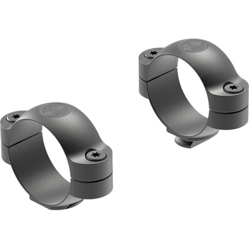 Leupold Std Scope Rings Matte 30mm Low, black scope rings with matte finish and mounting screws.