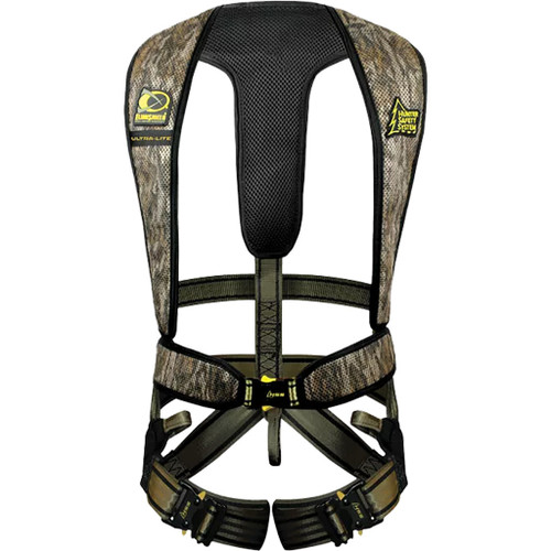 Hunter Safety System Ultra-lite Harness Mossy Oak Bottomland Medium/small, lightweight hunting harness with Mossy Oak Bottomland camouflage pattern, adjustable straps, and safety features for treestand safety.