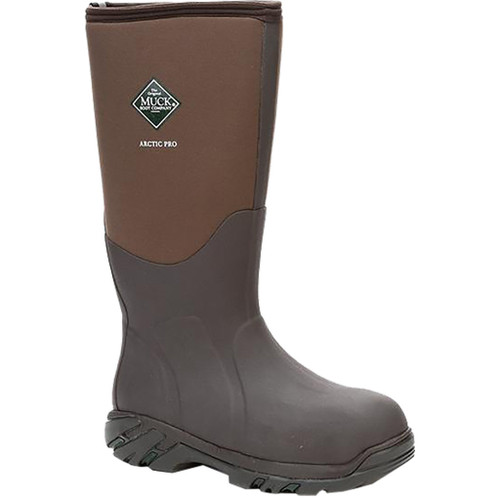 Muck Boots Muck Arctic Pro Boot Bark 10, waterproof winter boot with brown and grey design, rugged sole for outdoor use.