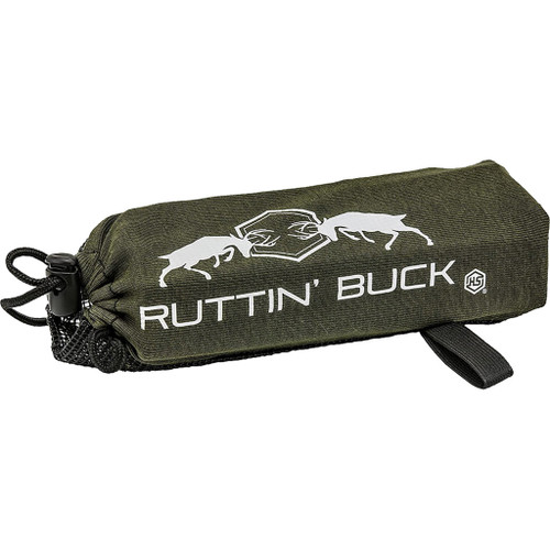 Hunter Safety System Hunter Specialties Rival Rattle Device, compact noise-maker in a green fabric case with a drawstring closure and logo.