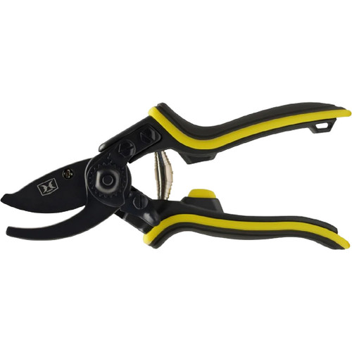 Hawk Treestands Hawk Hand Pruners Black, ergonomic pruning shears with black and yellow handles for gardening and tree trimming.