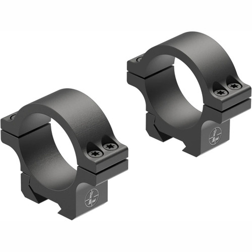 Leupold Open Range Rimfire Scope Rings 30mm 3/8 Medium Aluminum, black scope rings for rimfire rifles with mounting screws.