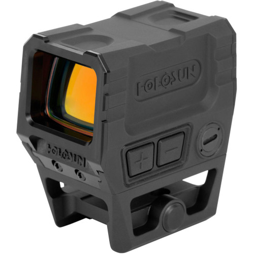 Holosun Aems Rifle Sight Gold 2moa Dot, black compact rifle red dot sight with gold dot reticle and control buttons.
