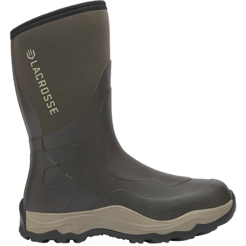 Lacrosse Alpha Agility Field Boots Brown 13, image of a brown and black field boot designed for lacrosse with durable sole and supportive ankle.