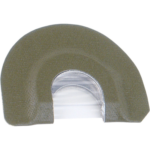 Primos Piggy Back True Double Mouth Call, close-up image of the olive green foam double mouth call used for hunting game animals.