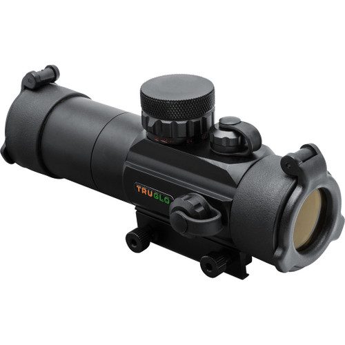 Truglo Gobble Stopper Red Dot Sight Black 30 Mm Dual Color Reticle, images of a black, cylindrical red dot sight with a 30mm tube and dual color reticle display for precise targeting.