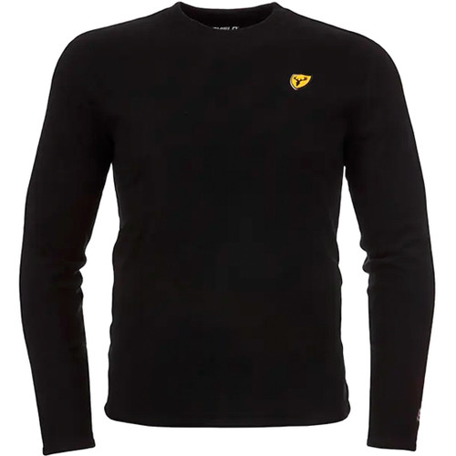 Blocker Outdoors Blocker Koretec Polar Weight Top Black Medium, men's thermal long sleeve shirt in black with yellow logo detail.