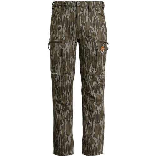 Scent-lok Scentlok Savanna Fuse Pant Bottomlands 2x-large, camouflage hunting pants with multiple zippered pockets and a forest pattern design.