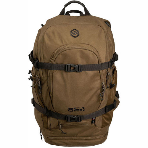 Scent-lok Scentlok Be:1 Whitetail Standhunter Grinder Pack Earth Osfm, a brown hunting backpack with multiple compartments and adjustable straps.