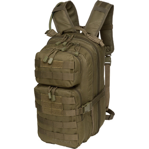 Fieldline Surge Hydration Pack Olive Drab, military-style tactical hydration backpack with multiple compartments and adjustable straps.
