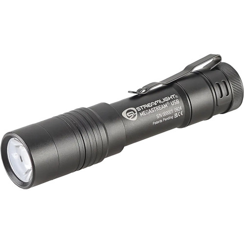 Streamlight Megastream Rechargeable USB Flashlight 1800 Lumens with Adjustable Focus, Battery, and Charging Cable