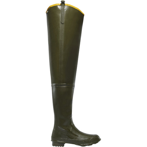 Lacrosse Grange Hip Boot 32 inch, olive green, size 13, waterproof fishing and farm boot with a high calf design and slip-resistant sole.