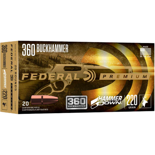 Federal Premium Rifle Ammo 360 Buckhammer Hammerdown 220 Gr. 20 Rd.