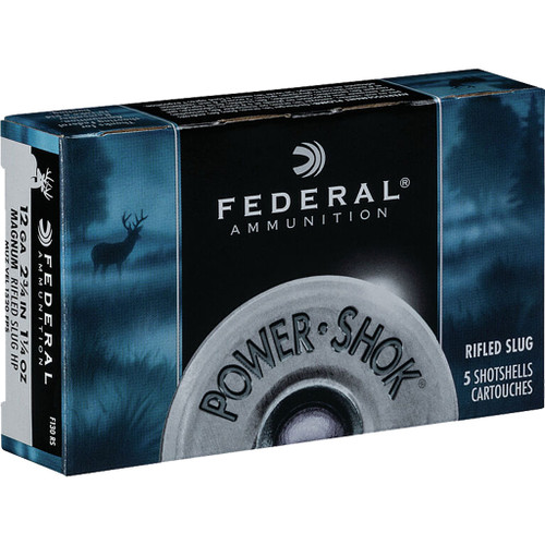 Federal Power-shok Shotgun Ammo 12 Ga. 2.75 In. 1 1/4 Oz. Hp Rifled Slug 5 Rd.