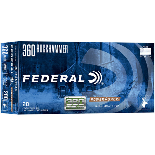 Federal Powershok Rifle Ammo 360 Buckhammer 200 Gr. Powershok 20 Rd.