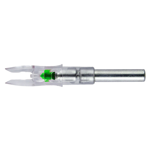 Nockturnal Lighted Nocks Green X 3 Pk, archery arrow lighted nock with green illumination and transparent construction.