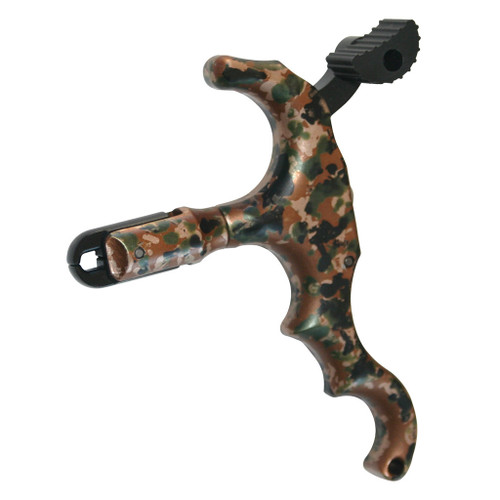 Trufire Edge 4 Release 4 Finger Camo, archery release aid with camouflage pattern and adjustable trigger for hunting and shooting sports.