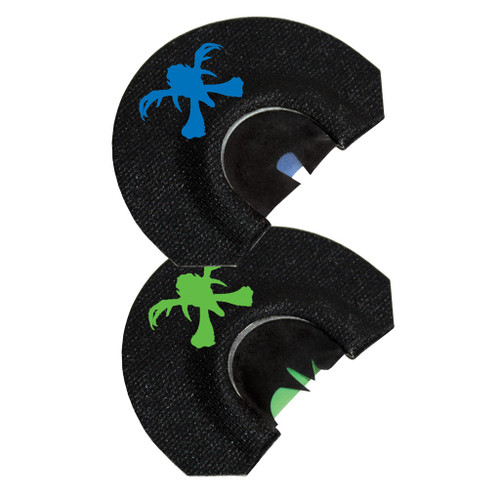 Primos Hook Hunter Turkey Call 2 In. Hooks/sharp Hooks 2 Pk., black hooks with blue and green turkey logos.