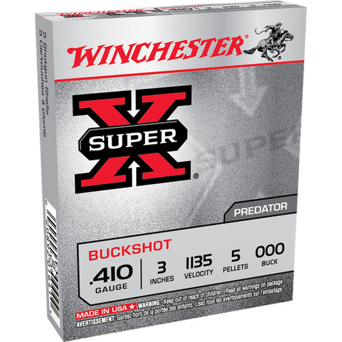 Winchester Super-x Shot 410 Ga. 3 In. 5 Pellets 000 Buck Shot 5 Rd.