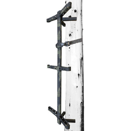 Hawk Treestands Hawk Ranger Traction Climbing Sticks 3 Pack, black climbing sticks attached to a tree.