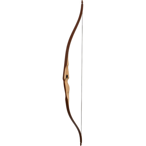 Bear Little Bear Bow Brown Glass 20 Lbs. Rh, traditional wooden recurve bow viewed from the side.