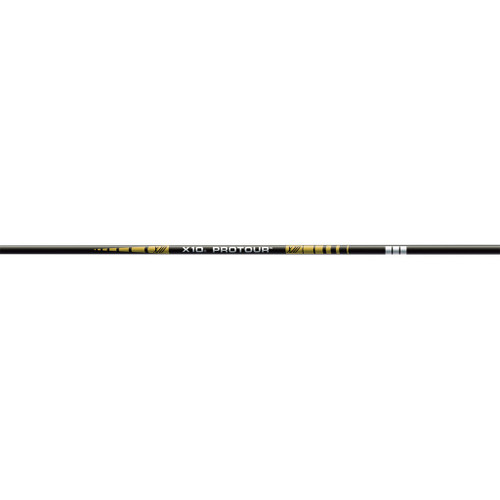 Easton X10 Protour Shafts 620, image of a single golf shaft with black, gold, and white coloring and branding.