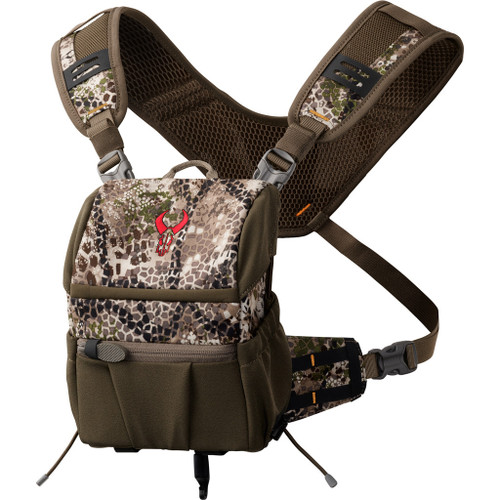 Badlands Bino Ez Case Approach Fx Medium, camouflage patterned bino case with shoulder straps and storage compartments.