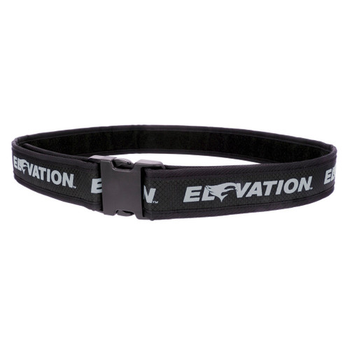 Elevation Pro Shooters Belt Silver 28-46 In. - durable black adjustable shooting belt with silver logo and quick-release buckle.