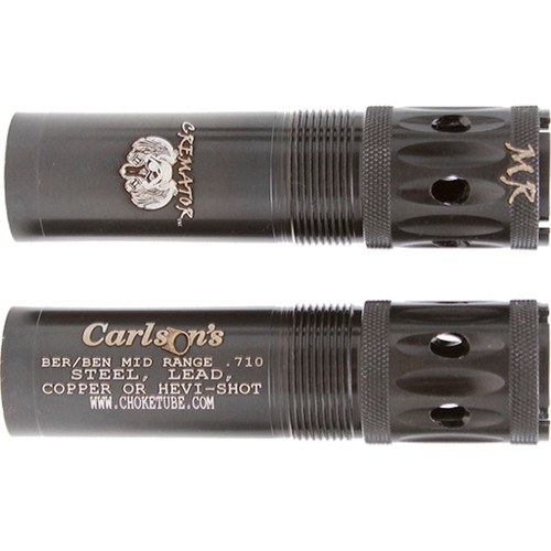 Carlsons Cremator Ported Choke 12 Ga. Beretta/ Benelli Mobil Mr, black steel shotgun chokes with porting and engraved logo design.