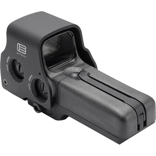 Eotech 558 Holographic Red Dot Sight with Qd Mount Black, 68MOA Ring with 1MOA Dot, AA Battery, image of the tactical sight showcasing its lens and controls.