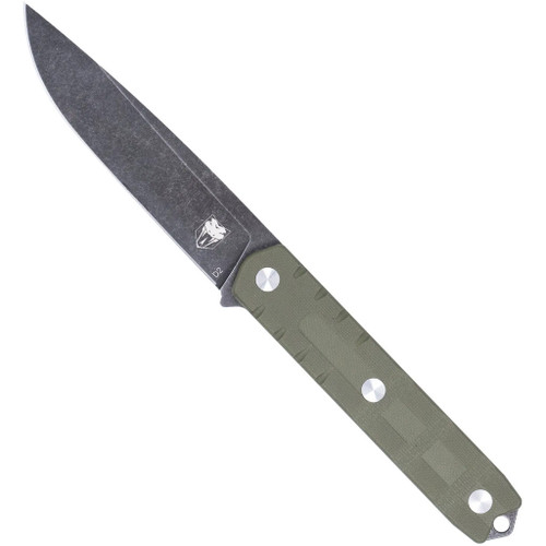 Cobratec Outdoor Warrior Knife Fixed Blade Od Green, tactical survival knife with a black blade and green handle for outdoor and camping activities.