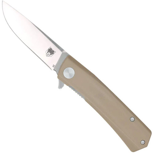 Cobratec Serpent Folder Knife Folding Blade Tan, folding pocket knife with tan handle and stainless steel blade.