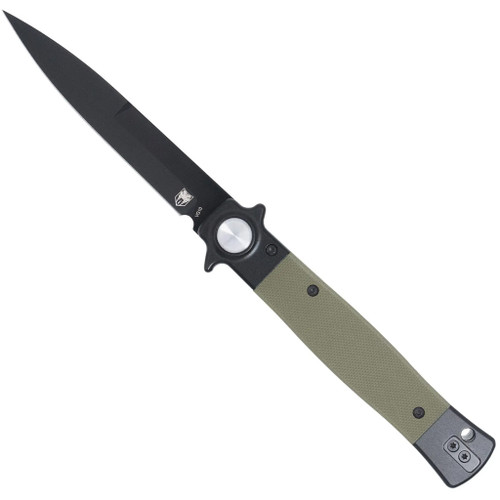 Cobratec Stiletto Button Lock G10 Knife Folding Blade Od Green/black