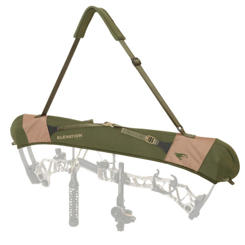 Elevation Quick Release Bow Sling Olive/tan, archery bow sling in olive and tan colors with quick-release feature for easy attachment and detachment.