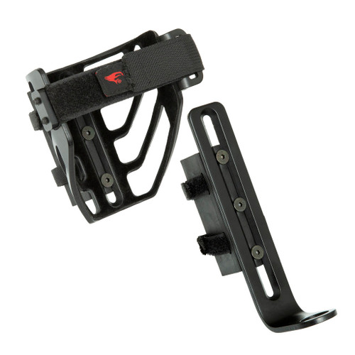 Elevation All-in-one Umbrella Holder, black rain umbrella holder with adjustable strap and mounting bracket for outdoor use.