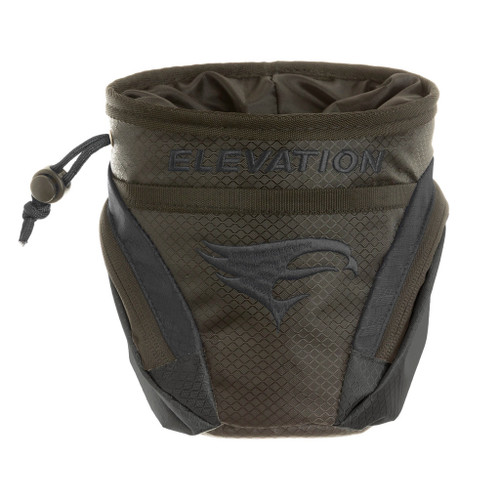 Elevation Core Release Pouch Black, compact and durable utility pouch with adjustable cord, black accents, and logo, designed for outdoor activities.
