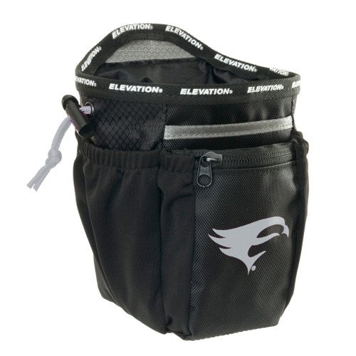 Elevation Rectrix Release Pouch Silver, black storage pouch with a zippered compartment and a reflective logo.