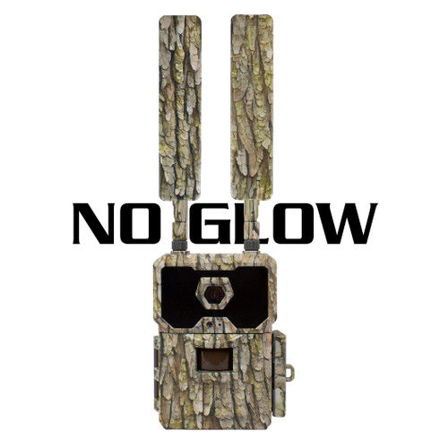 WiseEye DC-2 No Glow Trail Camera, outdoor wildlife monitoring device with camouflage design and dual infrared LEDs.